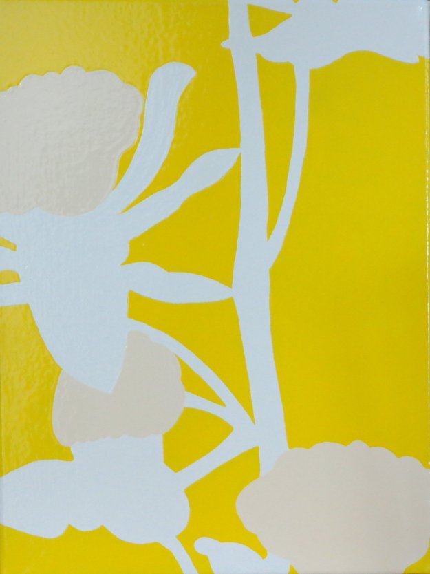 "Roze/witte plant"  glanslak op doek 40x40cm 2016